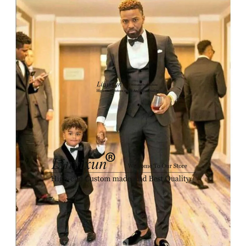 High Quality One Button Charcoal Grey Groom Tuxedos Shawl Lapel Slim Fit Best Man Suits(Jacket+Vest+Pant+Tie) 2020 | Мужская одежда