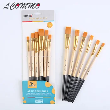 

6pcs/lot Nylon Wooden Handle Paint Brush Set for Kids Watercolor Gouache Drawing Painting Art Supplies Stationery Acrylic Brush