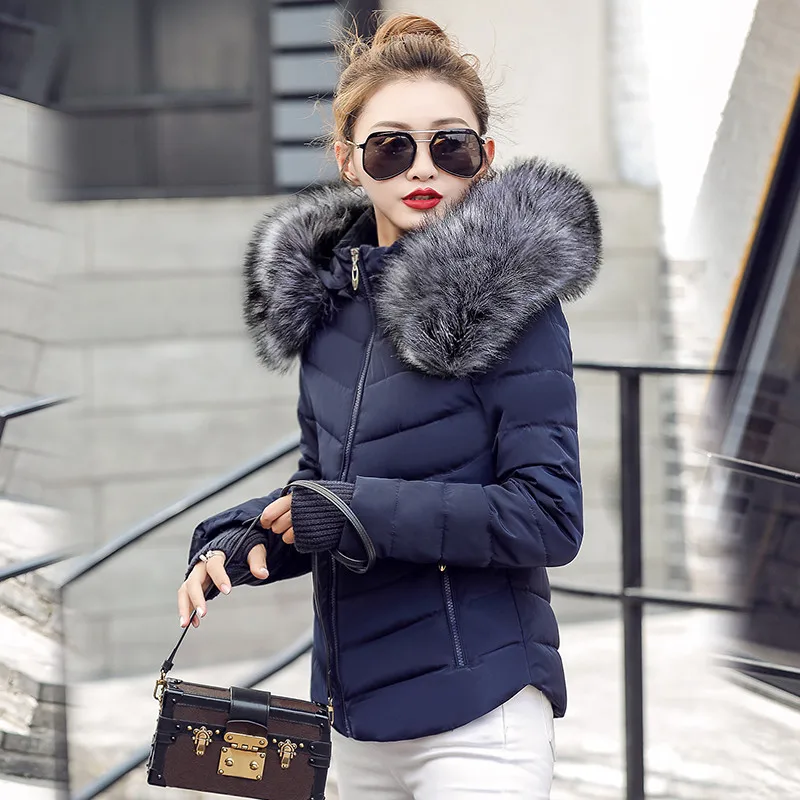 New Winter short Women Winter Jacket Womens Parkas Gloves warm detachable fur collar detachable hat Slim coat Snow loading