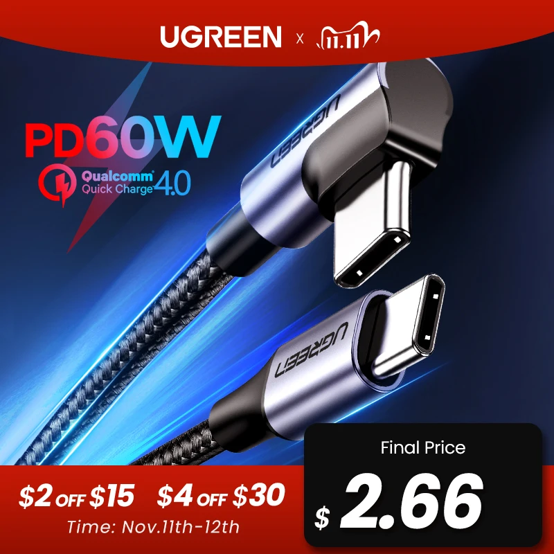 Ugreen usb tipo c para usb c cabo para samsung s9 s8 mais pd 60w rápido carregador 4.0 USB C cabo para macbook pro cabo de ar usb|Cabos flexíveis de celular| - AliExpress