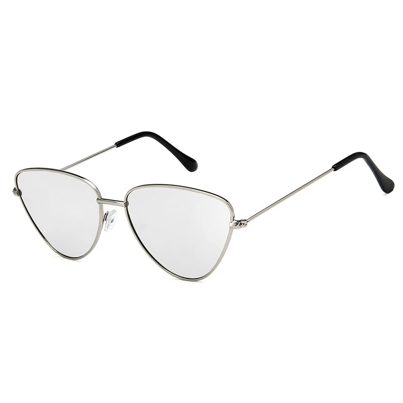 CatEye Солнцезащитные очки женские мужские металлические UV400 дизайнерские очки ретро солнцезащитные очки Женские Оранжевый Розовый Cateye стекло конфетного цвета - Цвет линз: Silver Mirror