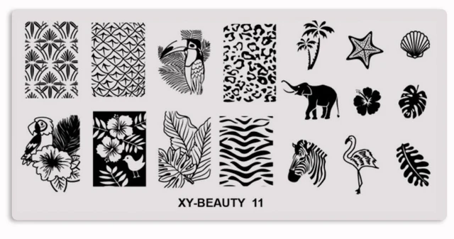 1 Pcs Mixed Design Line Animals Stainless Steel Nail Stamping Plates Rectangular Image Template DIY Manicure Stencils Tools XY-BE 11