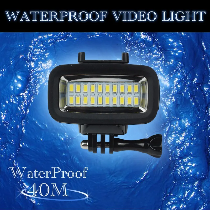 Для gopro led аксессуары 40 м водонепроницаемая лампа подводный gopro led свет видео вспышка заполняющий свет для SJCAM Xiaomi 700LM SL-100