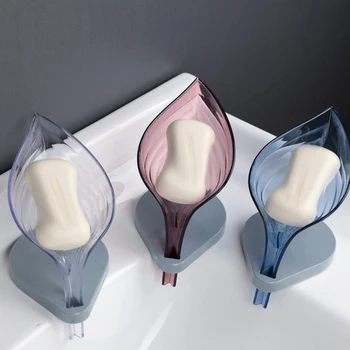 

2Pcs Creative Soap Holder Leaves Shaped Soap Box Suction Cup Soap Dish Draining Soap Rack White