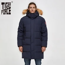 TIGER FORCE, Мужская парка, зимняя куртка, Мужская длинная куртка Аляски, пальто с капюшоном из меха енота, зимняя мужская куртка, толстая водонепроницаемая верхняя одежда