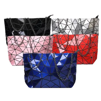 

Famous Brand Woman Crossbody Bags Ladies Chain Bag For Women Geometric triangle shoulder Bags Female Patent leather envelope bag
