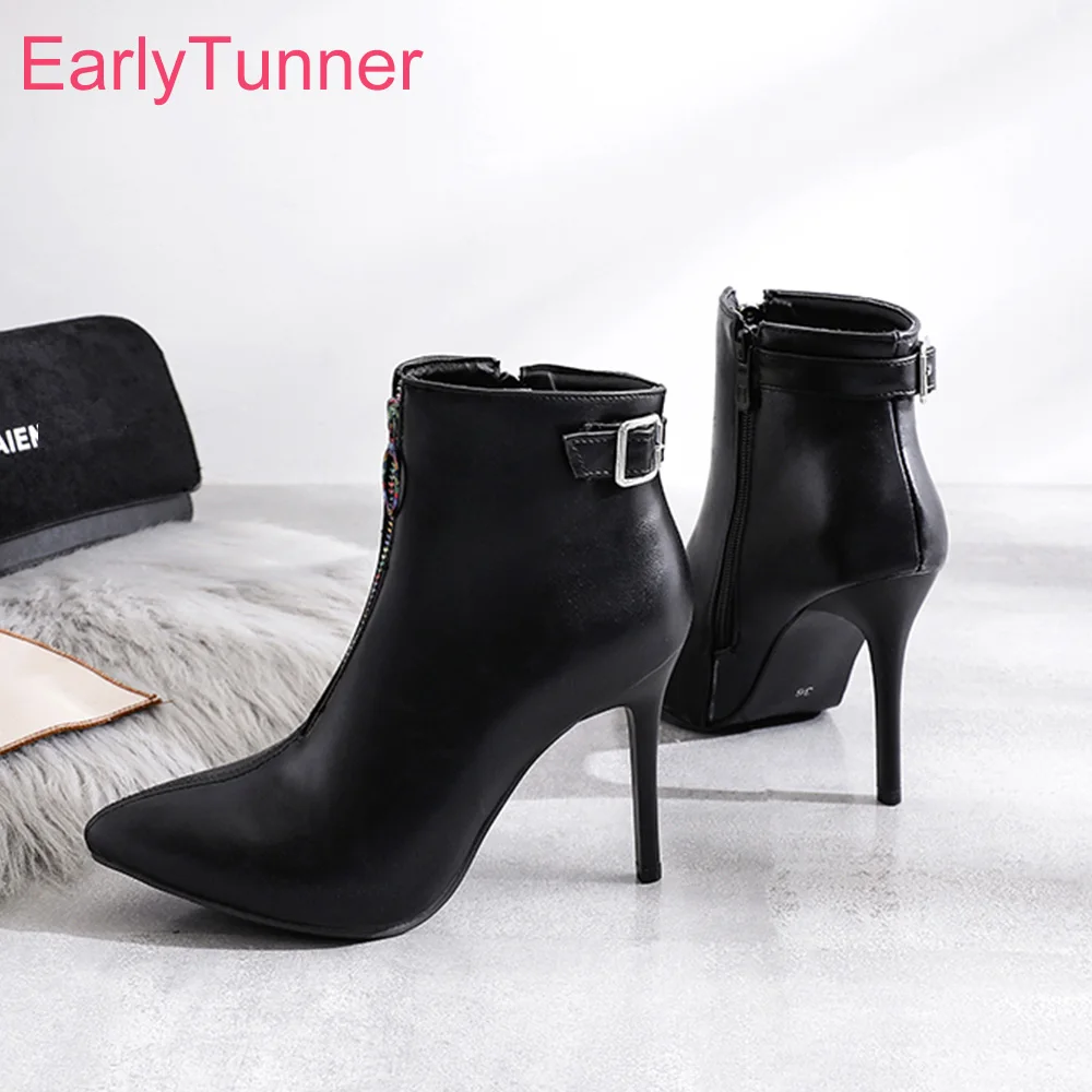 

2019 New Elegant Black Gray Women Ankle Wedding Boots Sexy High Stiletto Heels Lady Bridal Shoes ES748 Plus Big Size 10 43 45 48