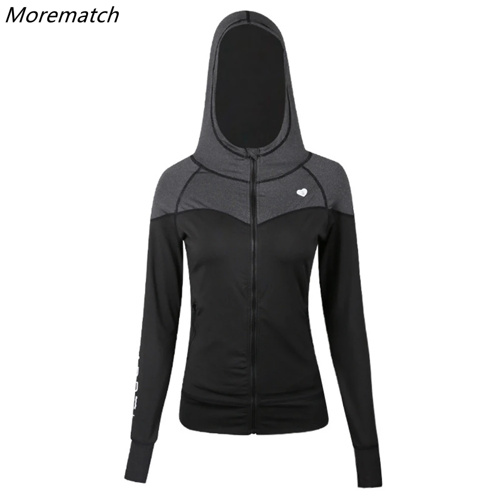 Morematch, женское быстросохнущее пальто для йоги, модное Свободное пальто с капюшоном, большой размер, куртка для фитнеса, куртка для бега, размер S-M-L