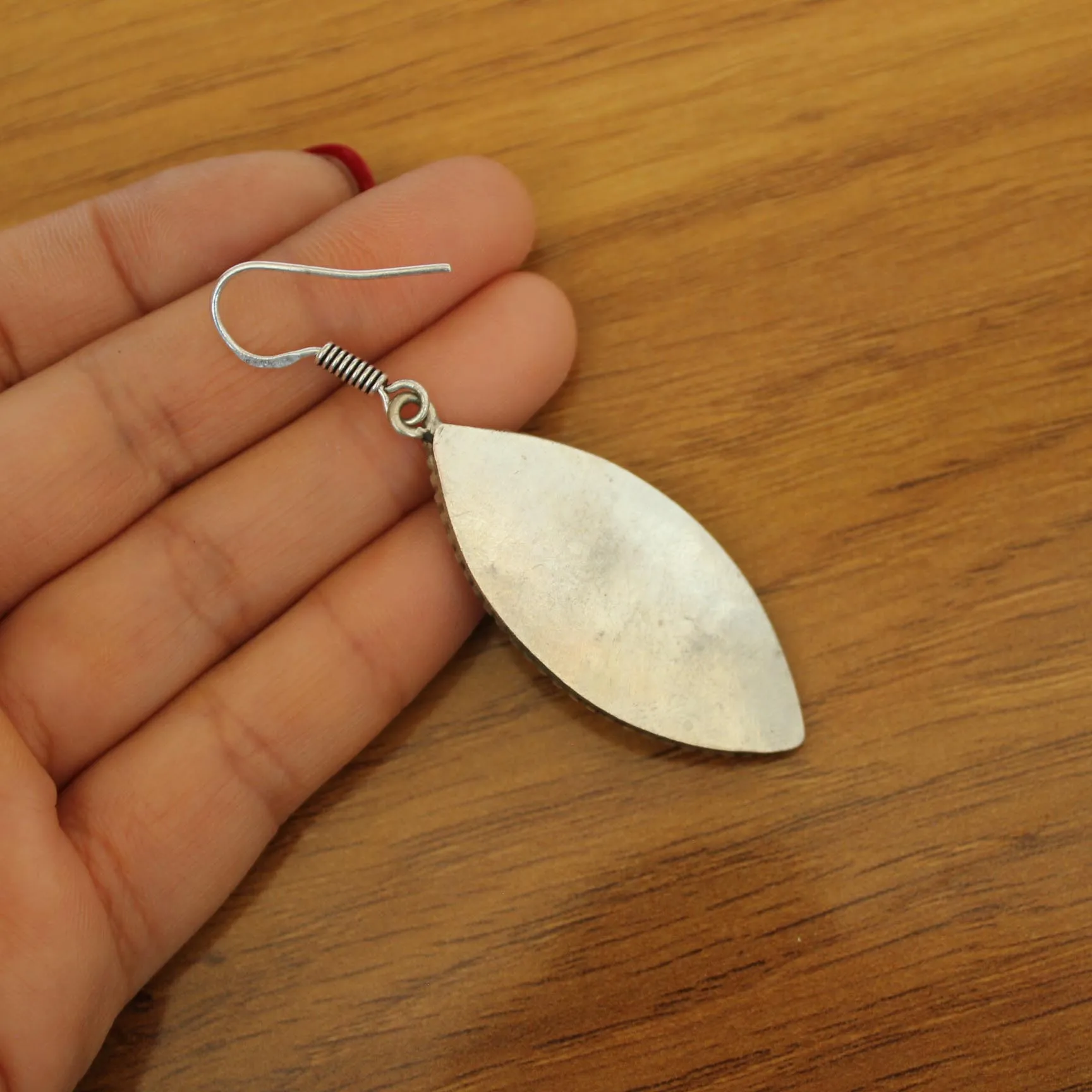 ER191 Nepal Jewelry Ethnic Oval Lapis Turquoises Colorful Stone Leaf Fashion Dangle Earring For Women