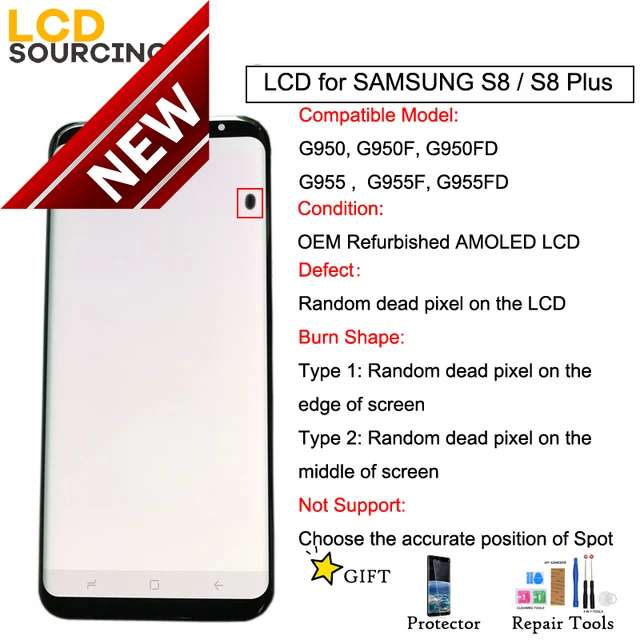 $US $76.06 AMOLED LCD with Random Dead Pixel for Samsung Galaxy S8 G950/G950F S8 Plus G955/G955F Display LCD Touch Screen Digitizer
