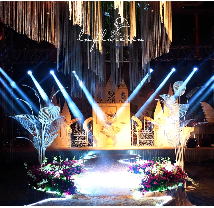 JAROWN New Wedding Props Iron Banana Tree Leaf Free Size Road Lead Wedding Stage Layout Background T Station Decoration  (10)