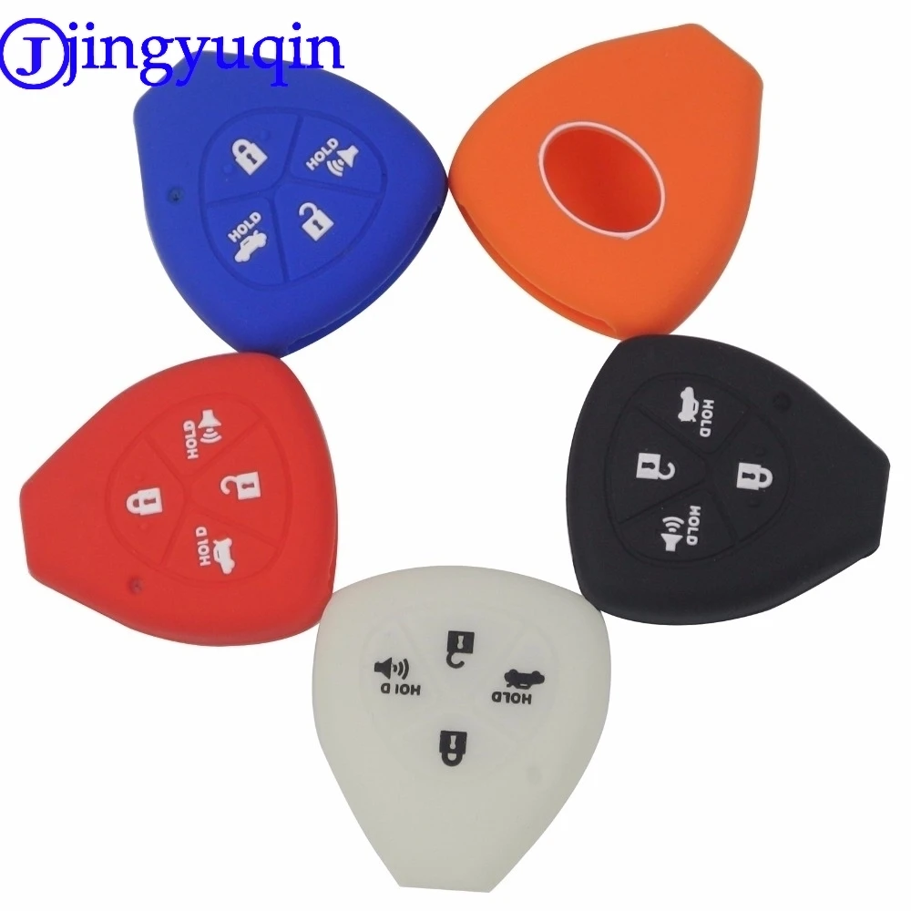 Силиконовый чехол для ключа jingyuqin Remote 4 BTN TOYOTA Corolla Hilux Vitz Rav4 Aqua Camry Highlander Land Cruiser Pardo