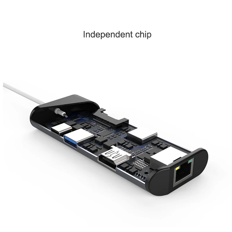 Многопортовое «7-в-1 концентратор Тип с разъемами типа C и USB3.0 4K HDMI устройство для чтения карт SD TF Ethernet-адаптер док-станция GK99
