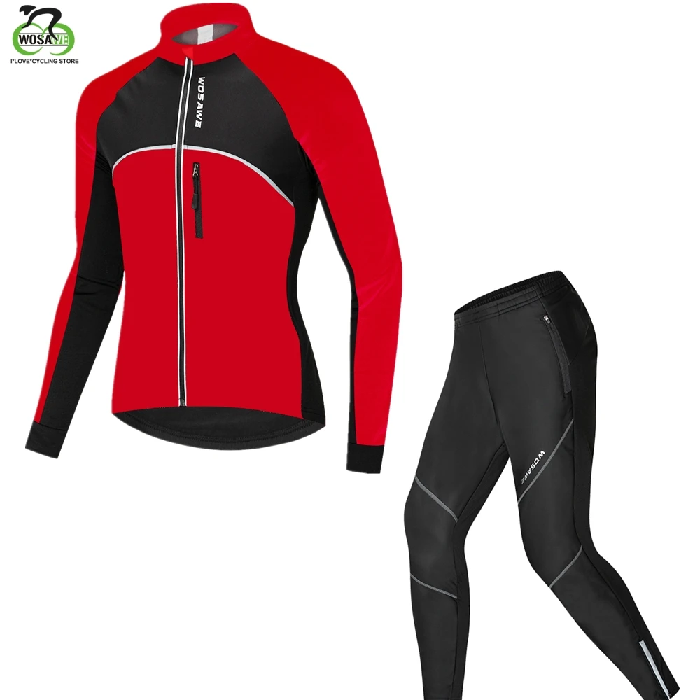 WOSAWE зимняя велосипедная куртка флис MTB велосипед спортивный комплект теплый Майо Спортивная одежда водонепроницаемые ветрозащитные костюмы джерси брюки