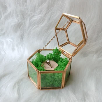 

Vogue Six-sided Metal Glass Box Birthday Party Gift For Guest Wedding Ring Box DIY Surprise Gift Jewelry Storage Box Organizer