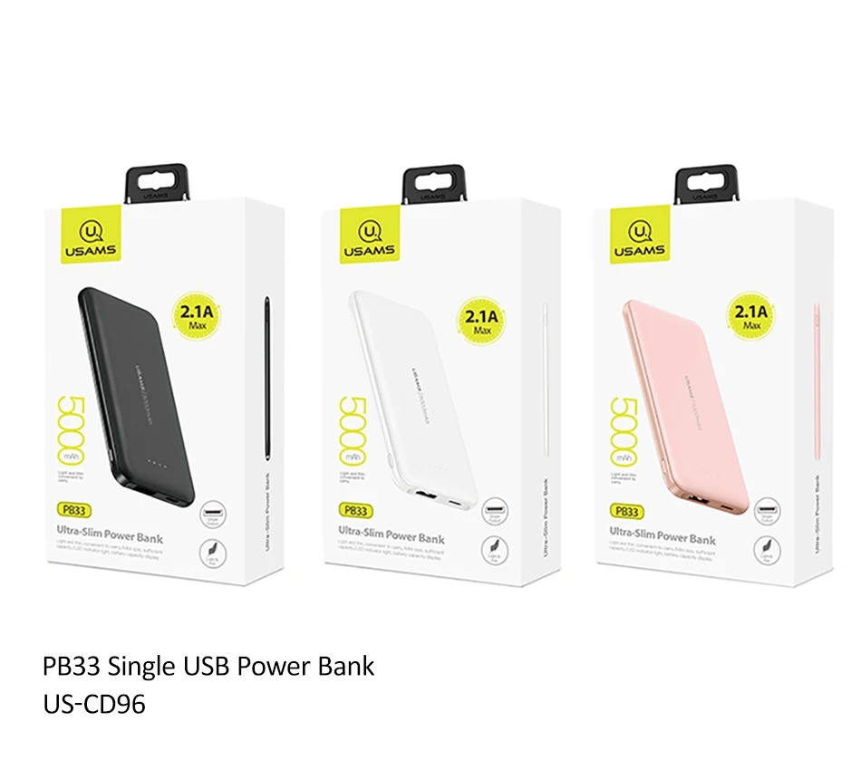 USAMS mi ni power Bank, 5000 мА/ч, портативное зарядное устройство, USB PoverBank, Внешнее зарядное устройство для iPhone, HUAWEI, Xiaomi mi, 9