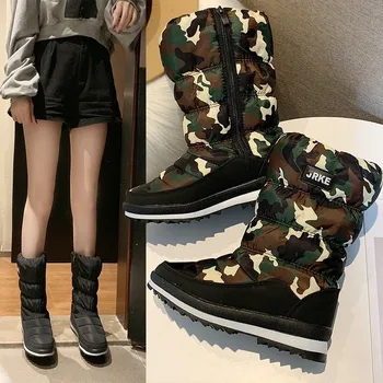 

Snow boots female winter waterproof warm platform boots women's boots wedge with calf high boots fur Botas Mujer casual boots