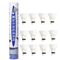 12 Pcs Badminton Duck Feather Shuttlecock Fiber Ball Head for Home  Family Entertainment Training and Primary Novice Exercise
