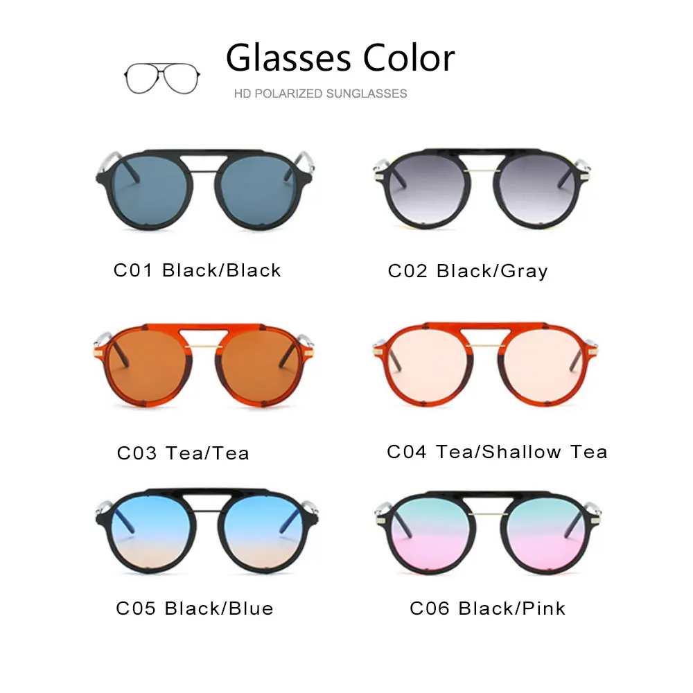Новое поступление панк-очки мужские солнцезащитные очки в стиле стимпанк Для женщин сторона защитные очки UV400 защиту круглые очки EyeglassesPL1065