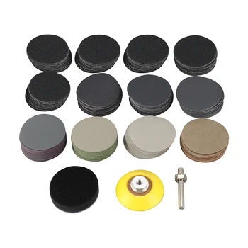 

180 Pcs 2 Inch Sandpaper Wet Dry Sander Sheets with Backer Plate 1/4 inch Shank and Soft Foam Buffering Pad for Wood Metal Mirro