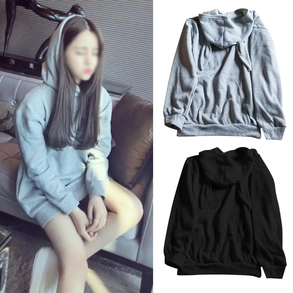 

Sweater Dress Female Korean Version Of The New Autumn And Winter Wear Loose Long-Sleeved Rabbit Ears Hooded Shirt Coat Robes