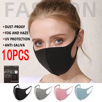 

10pcs Fashion Cotton Breathable Waterproof Mask Pm2.5 Windproof&Dustproof Breathable Repeatable Adult Children Multicolor Mask