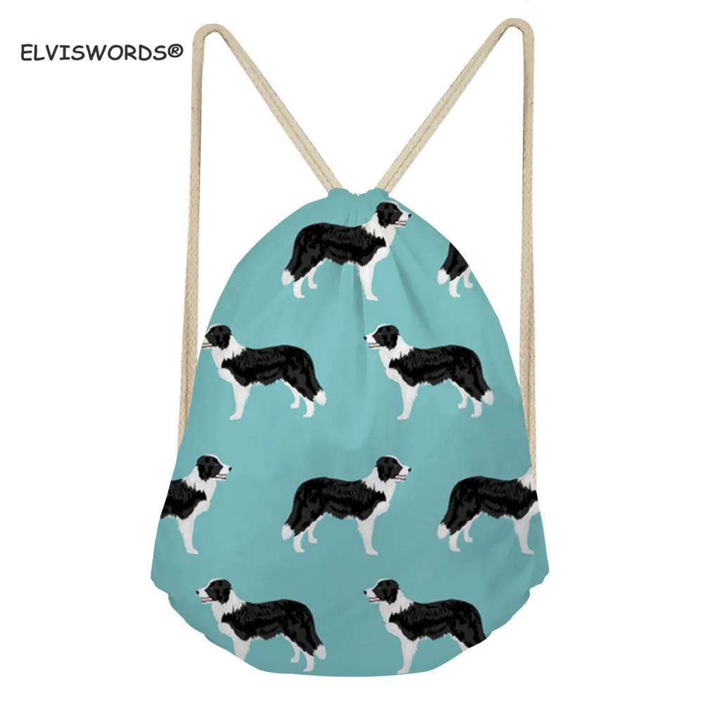 ELVISWORDS школьная сумка с принтом Border Collie для подростков, рюкзаки для йоги с вашим логотипом для женщин, дорожная сумка для детей и девочек - Цвет: ZJZ061Z3