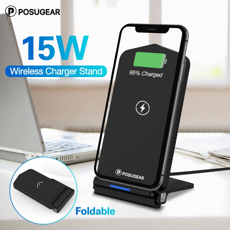 Najtaniej Podogear składana bezprzewodowa ładowarka biurko szybkie ładowanie telefonu komórkowego uchwyt telefonu dla iphone 11 Pro XR X 8 Plus dla samsung S9 S10