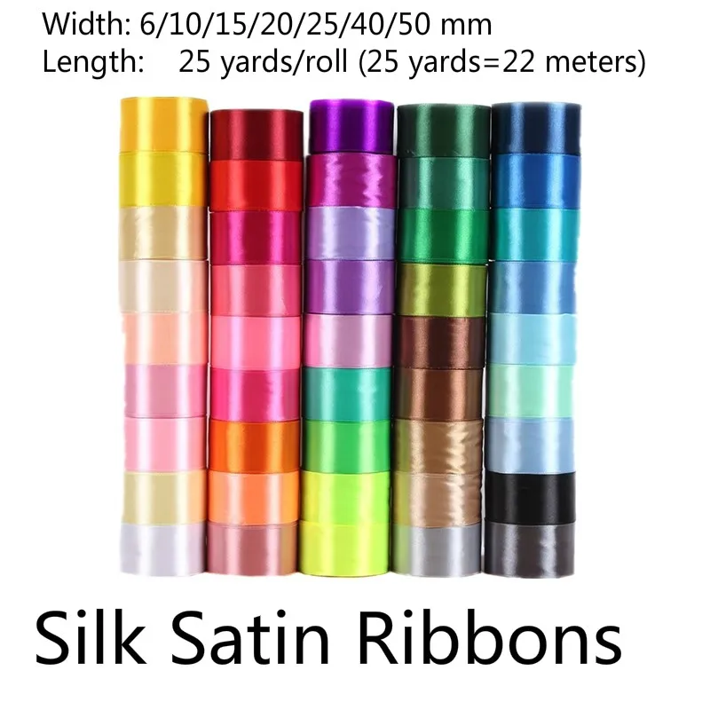 Elegant Silk Satin Ribbons for Gift Wrapping and Event Decoration - White (25 Yards)