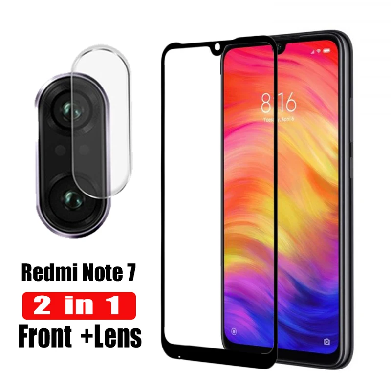 

2-in-1 Camera Lens Tempered Glas for Redmi Note 7 Glass Protective Glass on for Xiaomi redmi note 7 screen protector Xiomi Redme
