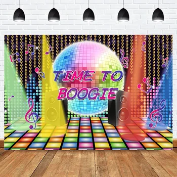 

Hip Hop Photograpy Backdrop Time to Boogie Photo Background Neon 80s 90s Music Disco Backdrops Spotlight Photo Studio Photocall