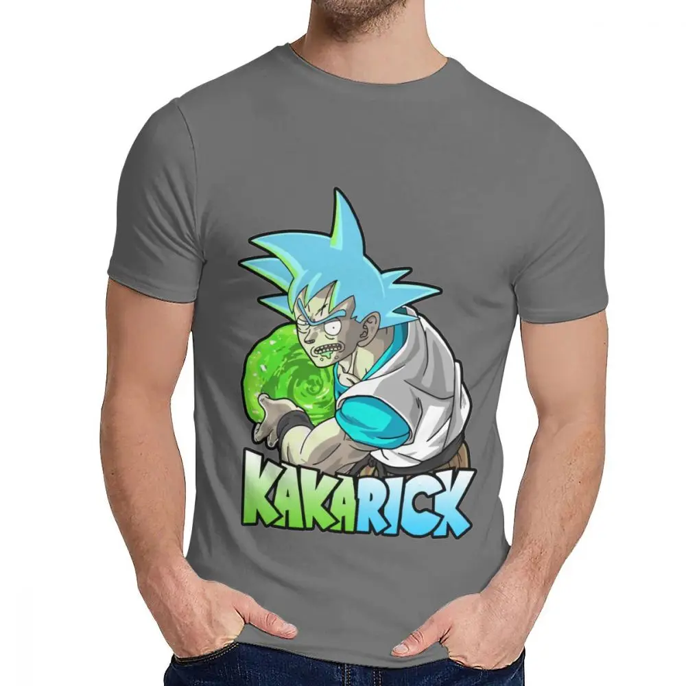 Мужская футболка Saiyan Kakarick Rick And Morty отлично подходит с круглым воротником для отдыха с принтом из мультфильмов с короткими рукавами - Цвет: Темно-серый