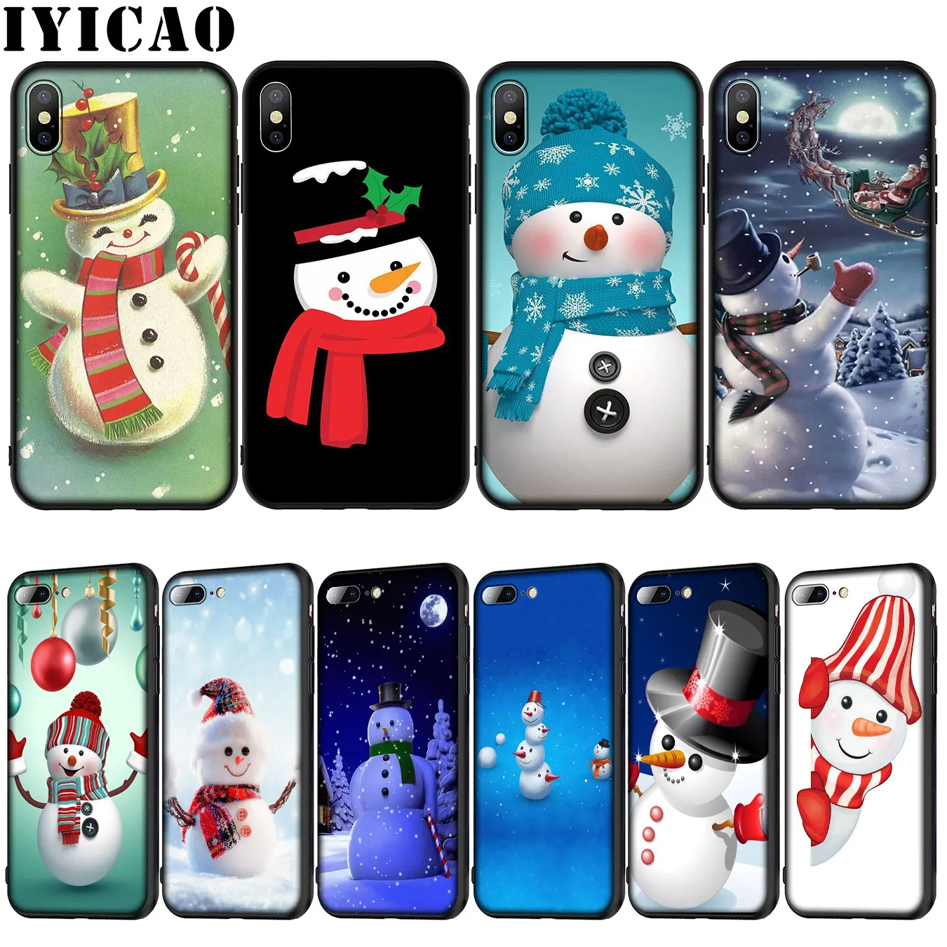 IYICAO с Рождеством снеговик мягкий силиконовый чехол для iPhone 12 мини XR X XS 11 Pro Max 10 6 6S 7