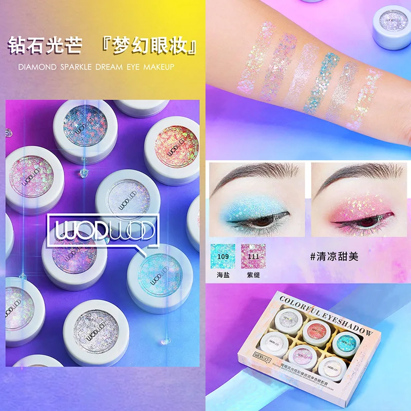 Бриллиантовый блеск Дрим Ай Макияж Dazzle Цвет монохромный тени для век Крем 6 шт./компл. Водонепроницаемый, Длительное Действие, Матовая жидкая губная