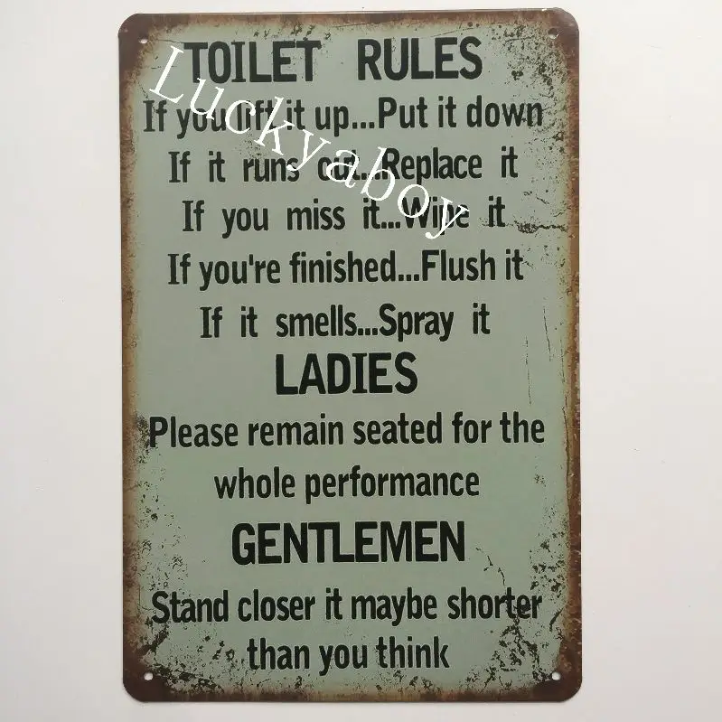 [Luckyaboy] Kitchen Bathroom Toilet Bar Man Cave rules Life Mom Cave Vintage Metal Retro Tin Sign Bar Cafe Garage Home Decor - Цвет: 5