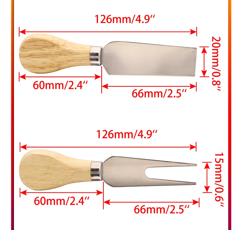 Jaswehome 4 шт. Набор ножей для сыра с деревянной ручкой нож для резки сыра нож для приготовления пищи инструменты