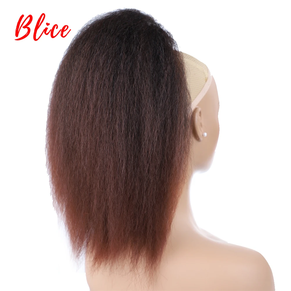 

Blice 14" Drawstring Mix Color 1B/33 Heat Resistant Synthetic Hair Extensions Kinky Straight Hair With Two Plastic Comb Ponytail