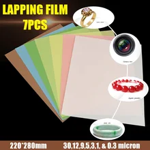 Kit d'assortiment de films de rodage de microfinition, feuille de papier de ponçage 30,12,9,3,1,5,0.3 microns pour outils à main de polissage de bijoux 7 pièces
