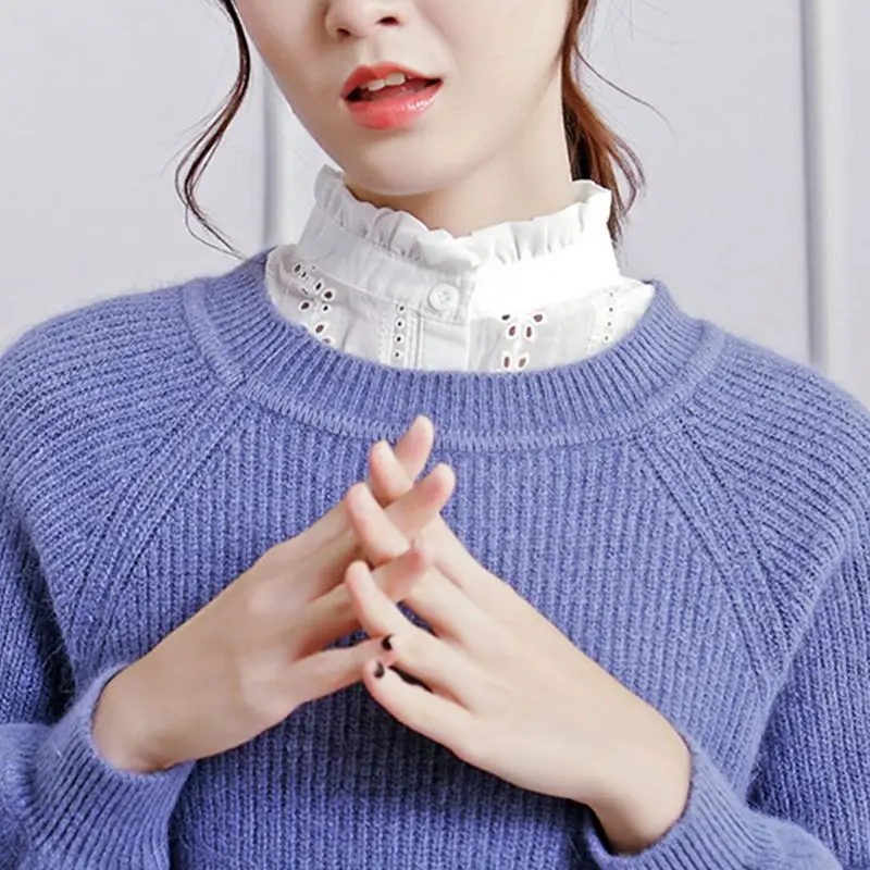 Women Lace Collar Pure Color Detachable Lapel Choker Necklace Shirt Fake False Collar Blouse Sweatshirt Vest Accessories fake collar choker necklace detachable collar shawl