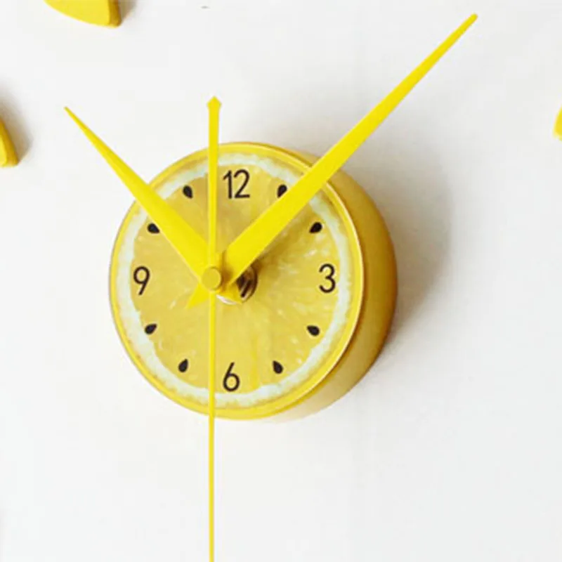 Лимонно-зеленый дизайн наклейки EVA 60 см настенные часы цвет большие декоративные 3D Diy настенные часы для кухни детская комната
