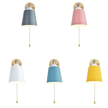 

Sanyi LED Wood Wall Lamp E27 Lampshade Wall Light for Study Room/Bedroom Night Light 5 Colors can Choose Bedroom Light