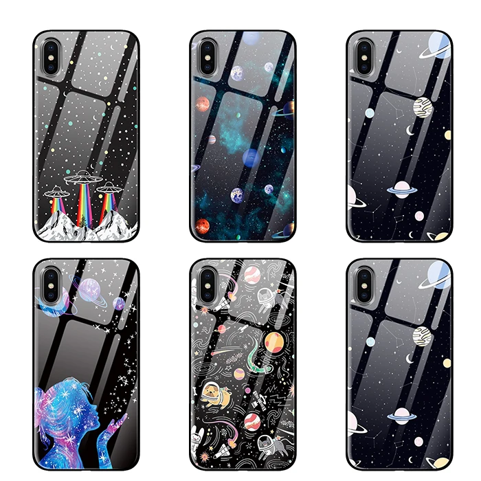 Роскошные Чехлы cosmos space из закаленного стекла для samsung Galaxy S10 S8 S9 Plus Note 8 9