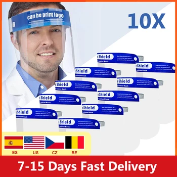

USA Spain Fast Delivery10PCs Flexible Protective Face Mask Anti-spitting Face Shield Transparent Dust-proof Anti-fog Mask