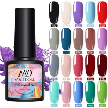 MAD DOLL 8ml Gel Polish UV LED Nail Varnish Colorful Gel Varnish Semi Permanent Gel Paint Nail Art DIY Design Tool