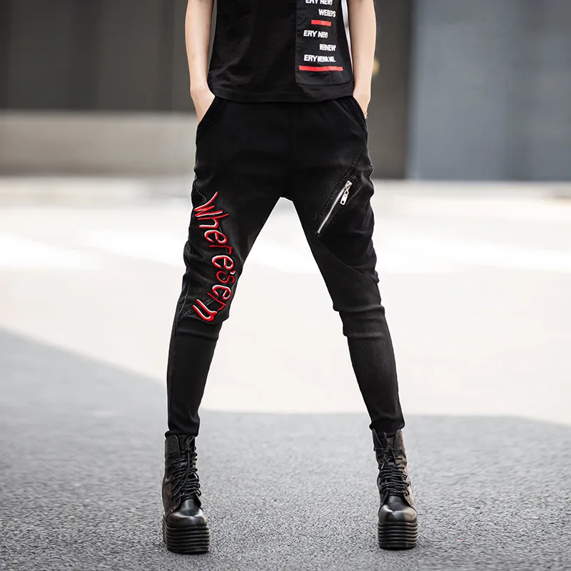 pencil jeans for women High waist Elastic cotton trousers thin casual pants with letter embroidery Vintage Trend pants Z3