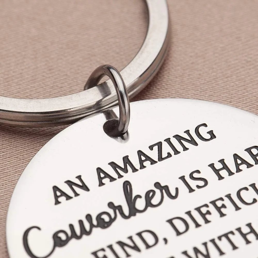 Portachiavi Personalizzato Con Targhetta In Acciaio Inox, Regalo Per Collega, Amica O Compagna Di Lavoro In Partenza, Idea Per Compleanno E Natale - 2