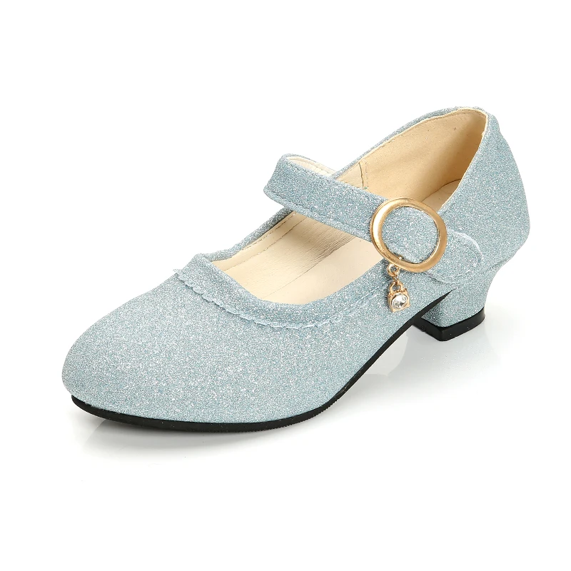 Модная обувь принцессы для маленьких девочек; кожаная обувь на каблуке; обувь для танцевальной вечеринки; Милая элегантная обувь; SC059 - Цвет: SC059Blue