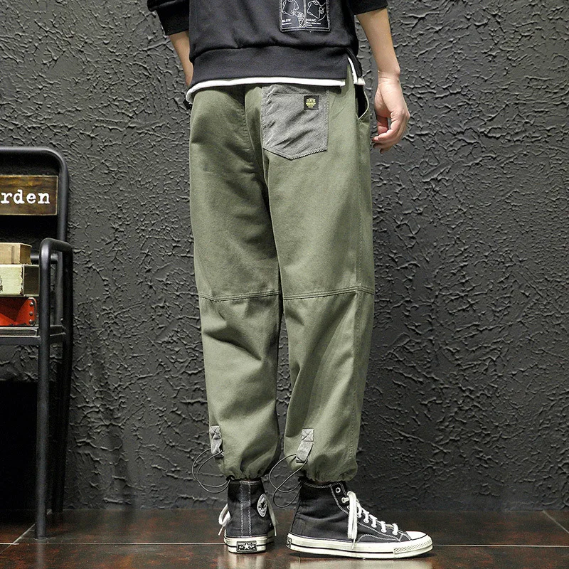 

2020 Spring New Style Japanese-style Black Wall Large Size Pumping Rope Beam Foot Capri Casual Pants Hk20024-