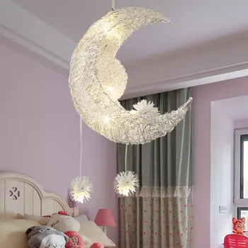 

Modern Pendant Ceiling Lamps Moon Star Chandelier Children Bedroom Hanging Lamp Christmas Decorations For home Fixture Lighting