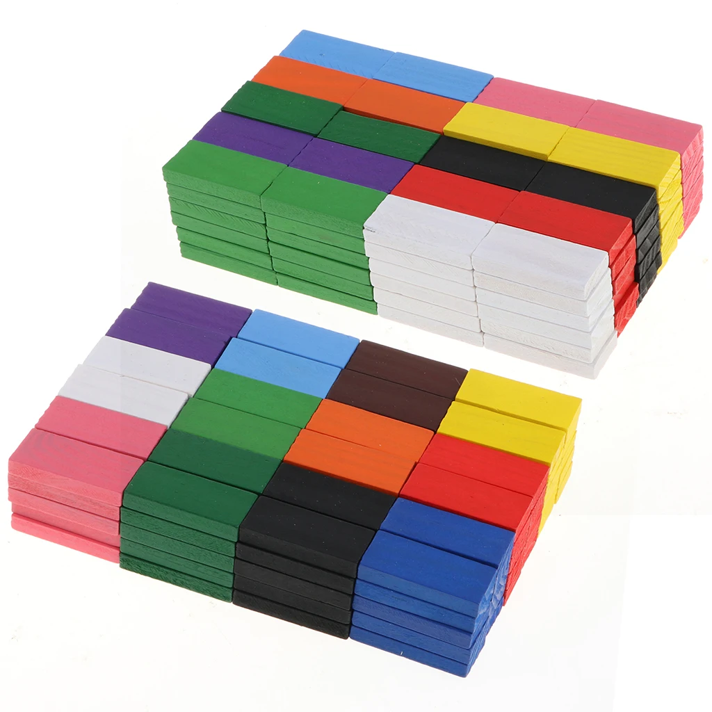 120pcs Wooden Tumbling Dominoes Games Dominos Blocks Toy Party Gift 12-Color